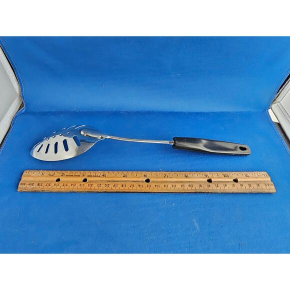 Vintage Foley Stainless Steel (USA) Slotted Serving Spoon w/Black Handle - 11" - Picture 8 of 8